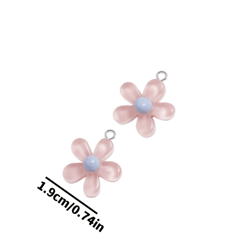 38pcs Mixed Colors 5-Leaf Flower Resin Charms for Jewellery Making